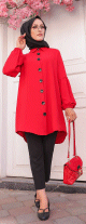 Tunique Chemise ample fermeture boutons pour femme (Vetements Mode islamique) - Couleur rouge