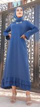 Robe tres longue a volants (Abayas et vetements pour femmes voilees) - Couleur bleu indigo