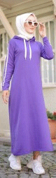 Robe longue sweat-shirt a capuche en coton (Hijab Sport pour femme) - Couleur violet