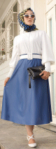 Jupe mi longue pour femme (Vetement Turquie en ligne) - Couleur bleu indigo