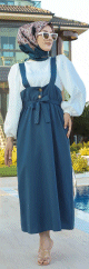 Robe Salopette avec ceinture pour femme - Couleur bleu indigo