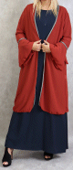 Kimono court avec broderies de couleur rouille