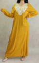 Robe orientale longue avec broderies - Manches longues - Couleur Jaune Moutarde