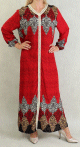 Robe orientale longe imprimee pour femme - Couleur Rouge