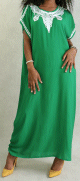 Robe orientale type gandoura tunisienne avec broderies pour femme - Couleur vert