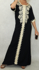 Robe orientale longue pour femme avec broderies dorees (Plusieurs couleurs disponibles)