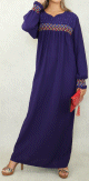 Robe longue avec broderies colorees et perles pour femme - Couleur violet