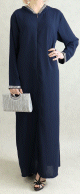 Djellaba orientale pour femme - Abaya a capuche avec fermeture eclair (grandes tailles) - Couleur Bleu marine