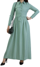 Robe casual longue boutonnee evasee pour femme - Couleur Vert amande