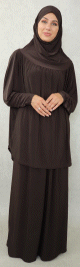 Jilbab ample et mastour pour femme (Jilbeb deux pieces : Cape + Jupe) - Marque Best Ummah - Couleur Marron fonce