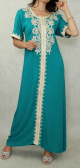 Robe style algerien broderies manches courtes pour femme (Plusieurs couleurs disponibles)