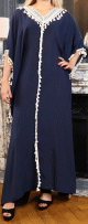 Robe papillon style oriental pour la maison et l'ete (Robes extra-large et grande taille pour femme) - Couleur Bleu marine