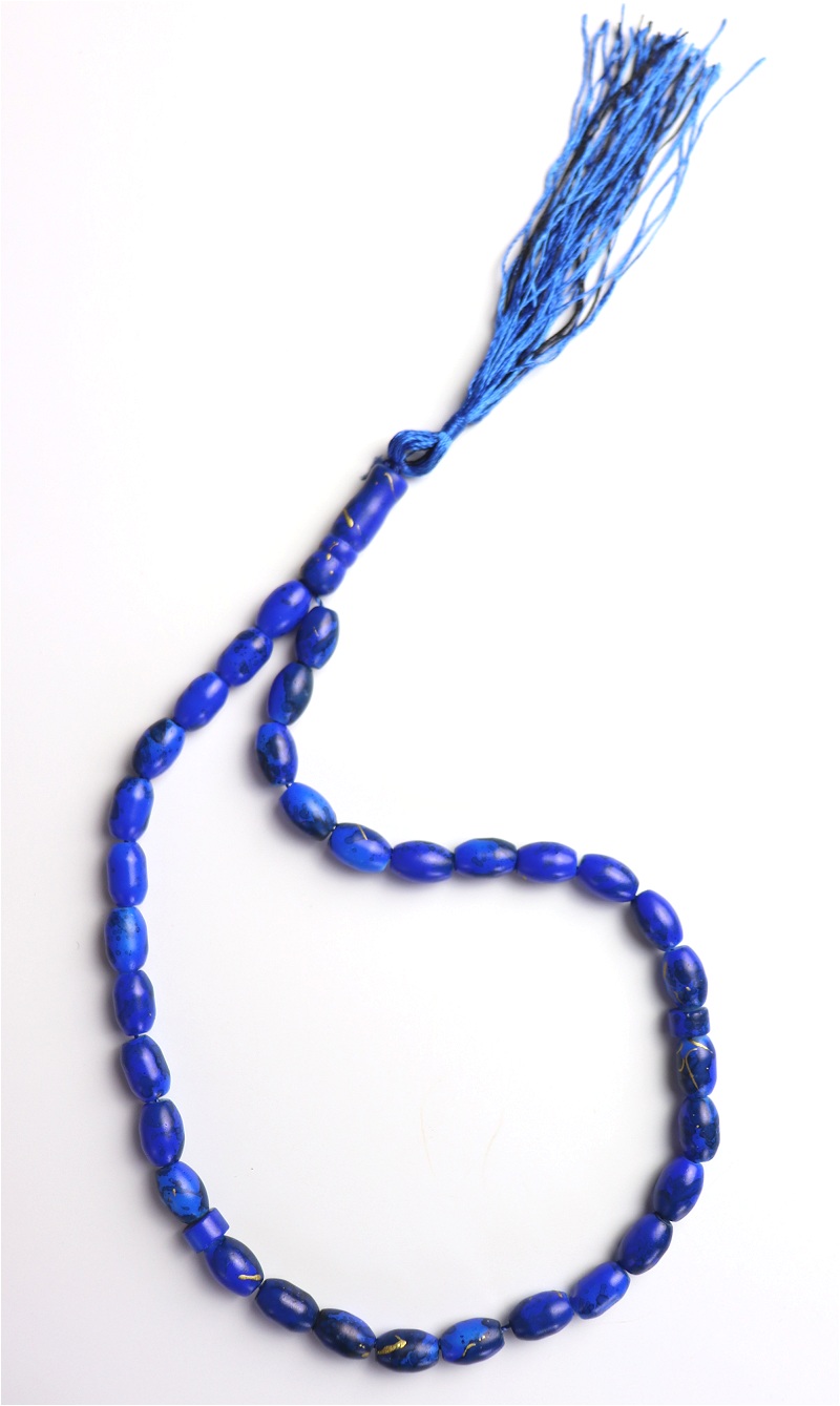 chapelet musulman (sebha) 33 grains en verre couleur bleu - Objet de  décoration ou oeuvre artisanale sur