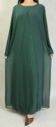 Robe de soiree Abaya avec kimono integre (Kibaya) pour femme - Couleur vert sapin