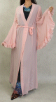 Kimono avec manches cloche et ceinture couleur rose clair pour femme