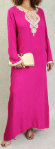 Robe arabe traditionnelle brodee pour femme - Couleur Rose fuchsia