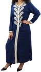 Robe orientale avec broderies et strass pour femme - Couleur Bleu marine