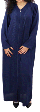 Robe / Abaya Longue a ouverture zip avec broderies et strass pour femme - ( Plusieurs couleurs disponibles)