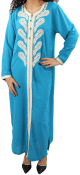 Robe orientale avec broderies et strass pour femme - Couleur bleu turquoise