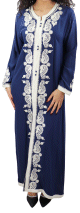Robe traditionnelle marocaine avec ceinture pour femme - Couleur bleu marine