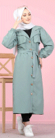 Trench-Coat Long pour femme (Boutique en ligne de Mode musulmane) - Couleur Menthe