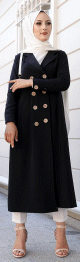 Trench-Coat pour femme (Vetement Automne Hiver - Mode Musulmane) - Couleur noir