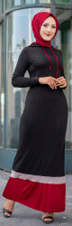 Robe longue Urban moderne avec capuche (Vetement pour femme voilee) - Couleur noir et grenat