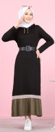 Robe longue avec capuche style Urban moderne (Vetement pour femme voilee) - Couleur noir et kaki