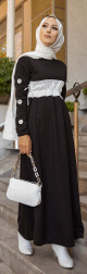 Robe longue casual (Mode pudique - Modest Fashion) - Couleur Noir et blanc