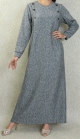 Robe longue chinee pour femme (Saison Automne-Hiver) - Couleur Gris chine