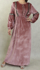 Robe longue style oriental en velours avec broderie et paillette pour femme - Couleur Vieux rose