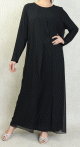 Robe de soiree Abaya avec kimono integre (Kibaya) pour femme - Couleur Noir