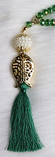 Chapelet "Sabha" de luxe a 99 perles en cristal decoration metallique et perles - Couleur vert