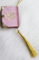 Pendentif Mini-Coran recouvert de velours avec parties dorees (Decoration islam) - Couleur rose