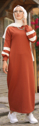Robe longue style sport pour femme voilee (Robes hijab moderne pas cher) - Couleur Brique