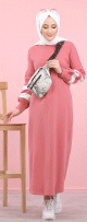 Robe longue look decontracte pour femme musulmane (Vetement hijeb pas cher) - Couleur rose