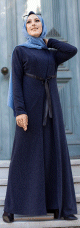 Robe longue avec gilet integre - Couleur bleu marine