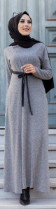 Robe longue avec gilet integre - Couleur gris