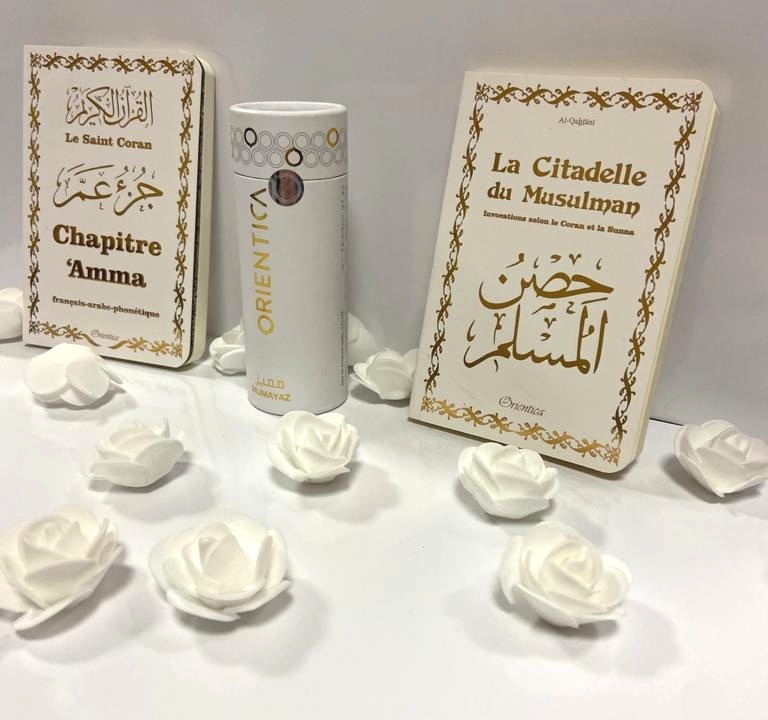 Pack Cadeau Blanc doré : Le Saint Coran Chapitre Amma - La Citadelle du  musulman - Parfum Orientica (Coffret Muslim pas cher - Box Mixte : Homme et  Femme) - Livre sur