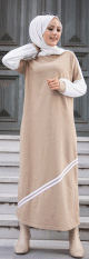 Robe longue moderne (Boutique vetement islamique et hijab pour femme voilee) - Couleur beige