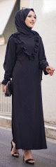 Robe longue habillee a volants (Vetement style chic pour femme voilee) - Couleur noir