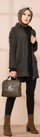 Manteau avec fermeture zip (Veste habillee Modest Fashion) - Couleur kaki