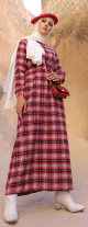 Robe a carreaux (Vetement hijab moderne 2022) - Couleur anthracite et rouge