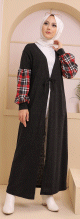 Robe-Cardigan (Vetement pou femme musulmane et hijab) - Couleur noir