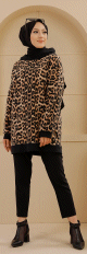 Tunique avec capuche motif leopard (Vetement Automne Hiver pour femme)