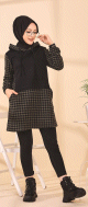 Tunique moderne avec capuche (Vetement Hijab) - Couleur noir et kaki