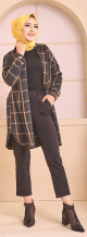 Chemise longue - Tunique a rayures (Surchemise pour saison automne hiver - Vetement Hijab France) - Couleur bronze