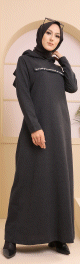 Robe longue decontractee avec capuche (Vetement hijab - Modest Fashion 2022) - Couleur anthracite