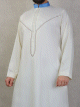 Qamis traditionnel elegant pour homme de qualite superieure avec broderies - Couleur blanc casse