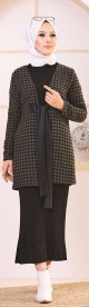 Veste avec ceinture (Vetement Hijab - Boutique en ligne France) - Couleur kaki